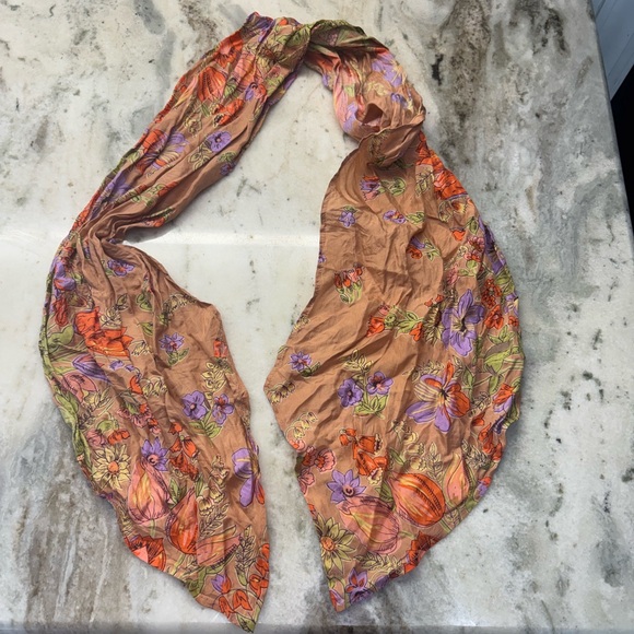 Vintage 70's 100% Silk Colorful Floral Patterned Scarf - Picture 5 of 5